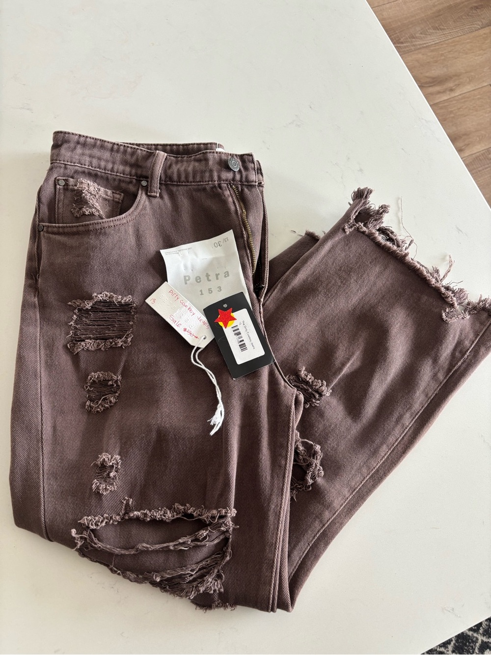 Women’s Distressed Brown Jeans